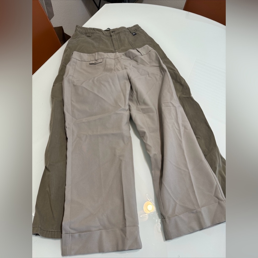 Dkny Green Beige Cargo Pants New York Company Dress Pant Size 2 S15